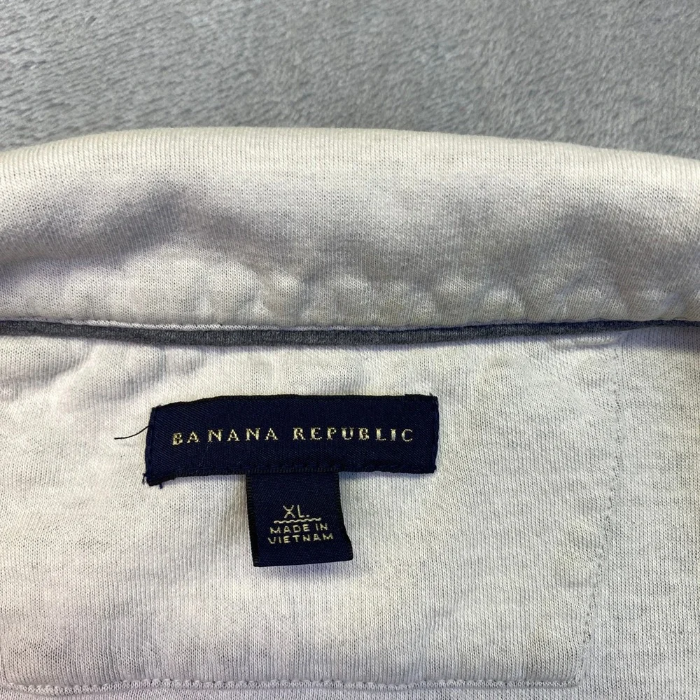 Banana Republic‎ Mens XL Quarter Zip Pullover Sweater Grey Cotton Blend 671276